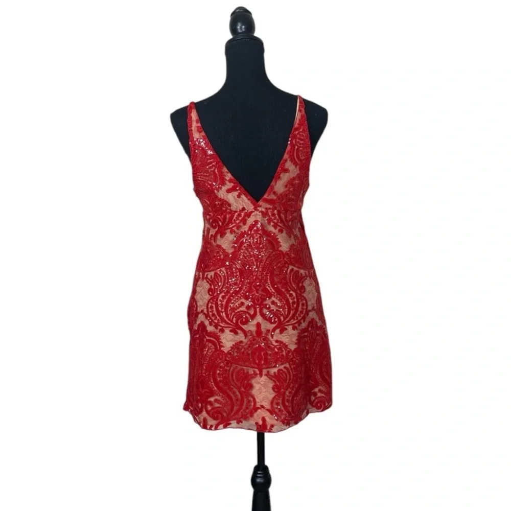 Free People “Night Shimmer” Red Mini Dress